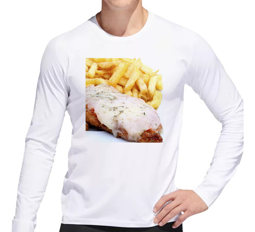 Remera Hombre Ml Milanesa Queso Papas Gourmet Salon Cook