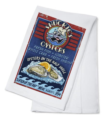 Oyster Bar Cartel Vintage 100% Algodon Toalla Te Mano Cocina