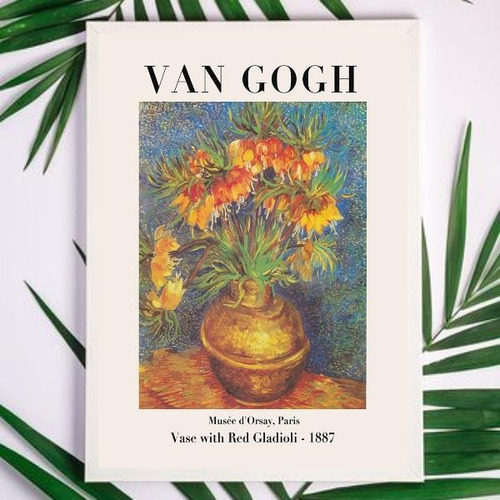 Quadro Van Gogh Vaso De Flores 45x34cm Moldura Preta