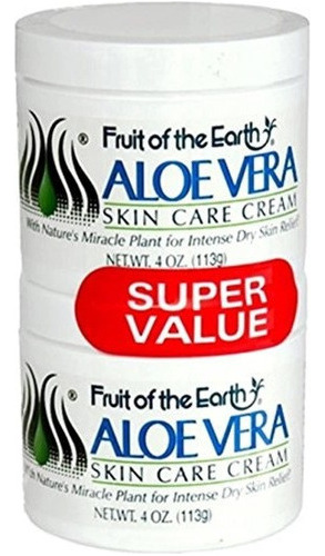 Fruta De La Tierra Crema De Aloe Vera 4 Oz. Frascos (2 Paque