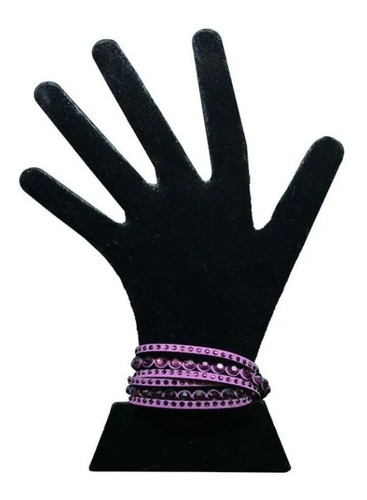 Pulsera Gamuza Y Cristal Violeta Obispo Sw26 2 Vueltas 40 Cm