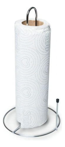 Suporte Porta Rolo Papel Toalha Vertical Mesa Cozinha Aço Cor Prateado