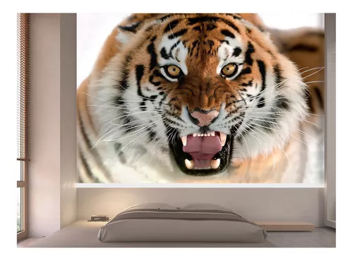 Papel De Parede 3D Animais Tigre Rosto Bravo 3,5M Anm556 - Você Decora -  Papel de Parede - Magazine Luiza