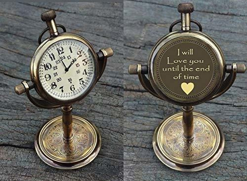 Reloj De Escritorio Antiguo Grabado - Reloj De Mesa - Reloj