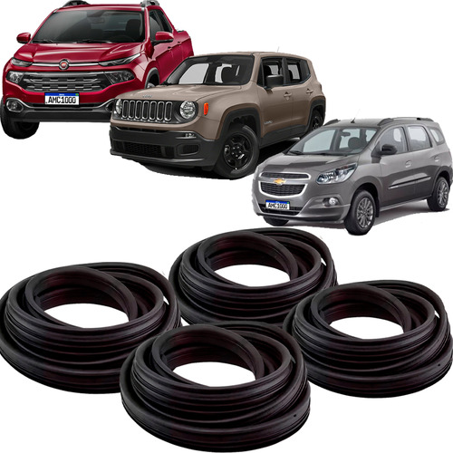 Kit 4 Guarnições Da Porta Renegade 2015 A 2023 Com Aba 3,70m