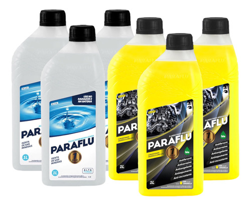 Kit 3 Aditivo Paraflu Amarelo Concentrado + 3 Agua Desmi