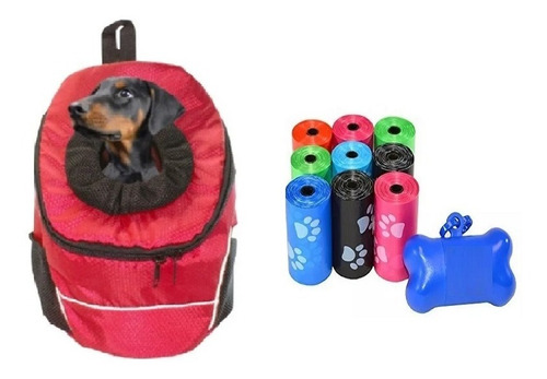 Mochila Tipo Morral + 300 Bolsas + Dipensador Para Mascotas