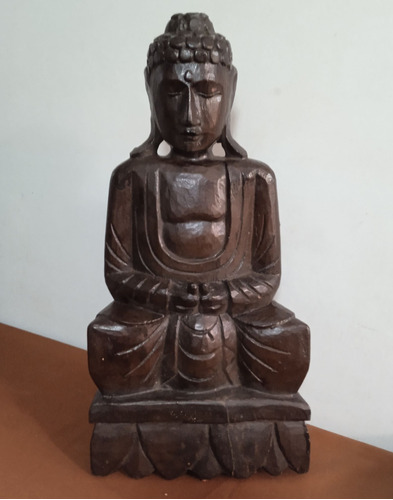 Figura De Buda En Madera Tallada