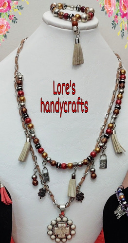 Collar,rosario Cruz Porfis,mano Fatima,frida,con Pulseras