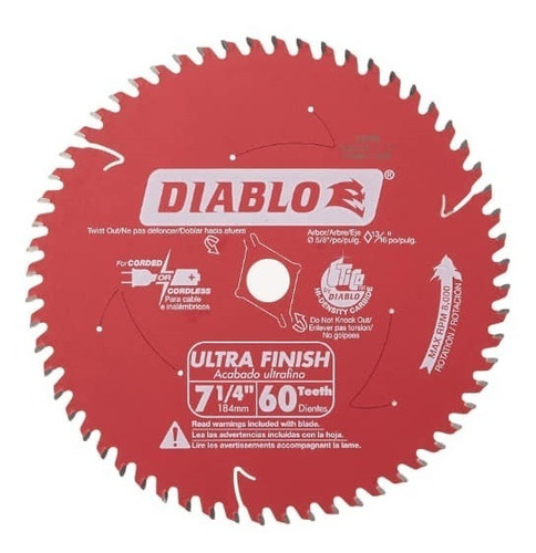 Disco Sierra 7-1/4'' Corte Ultra Fino Diablo -60 Dtes /usa/