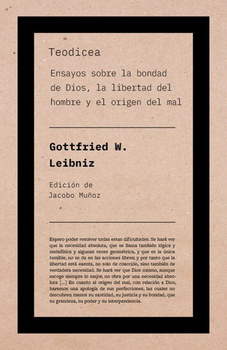 Teodicea - Leibniz Gottfried (libro) - Nuevo
