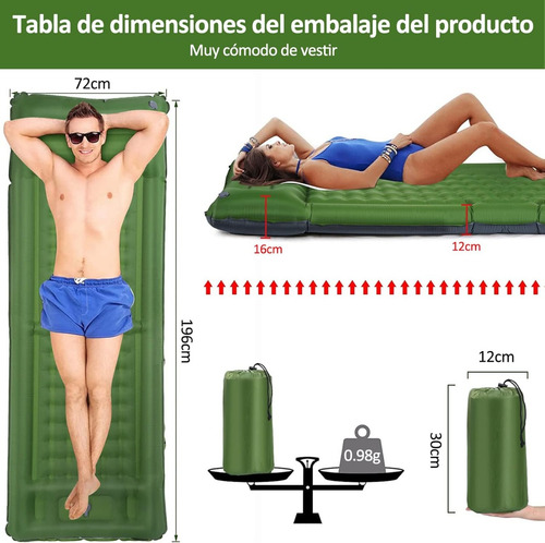 Colchoneta Inflable Portátil Para Acampar Y Senderismo