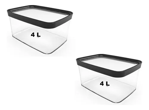 comprar Kit 02 Potes Herméticos Para Mantimentos Pu002F Arroz Feijao 4l Cor Transparente