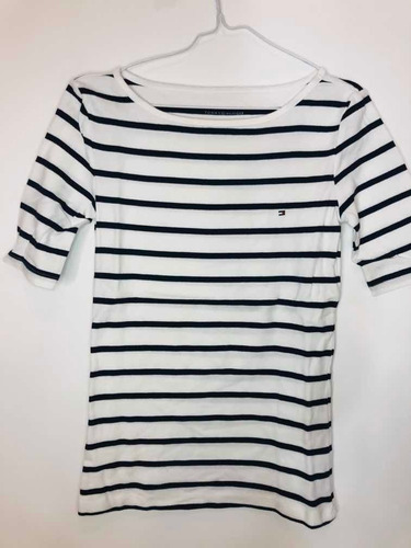 Remera Tommy Manga 3/4 Rayada