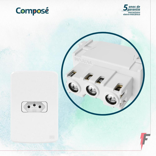 Imagem 3 de 7 de Kit 30 Tomadas 10a Placa E Suporte 4x2 Branca Compose Weg