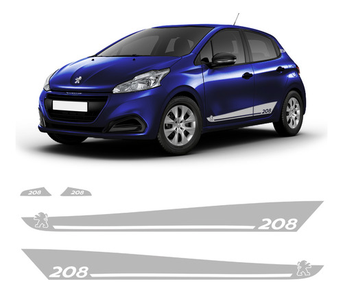 Kit Faixa Peugeot 208 Sport 2014/2020 Adesivo Lateral Portas