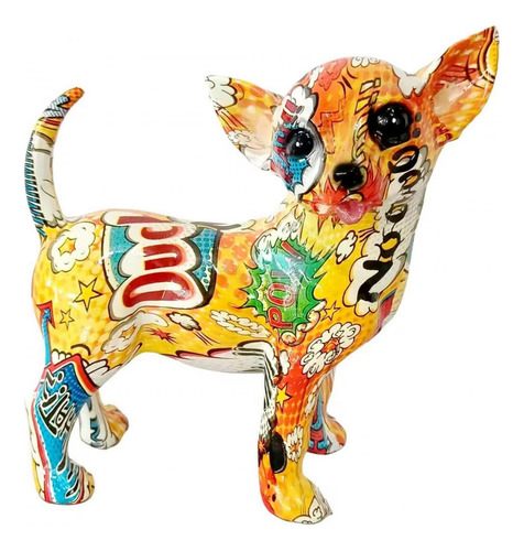 Graffiti Chihuahua Estatua Perro Estatuilla Adorno Para
