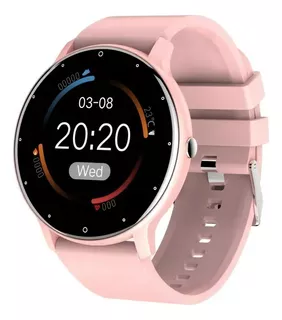 Smartwatch Genérica Zl02 Caja Rosa, Malla Rosa De Silicona Bisel Negro