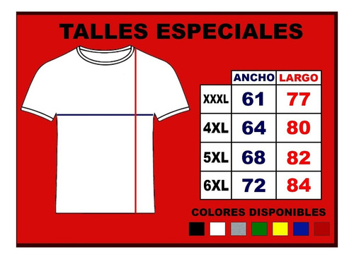 Remera Lisa Algodon Excelente Acabado Hombre Especial 3x-6x