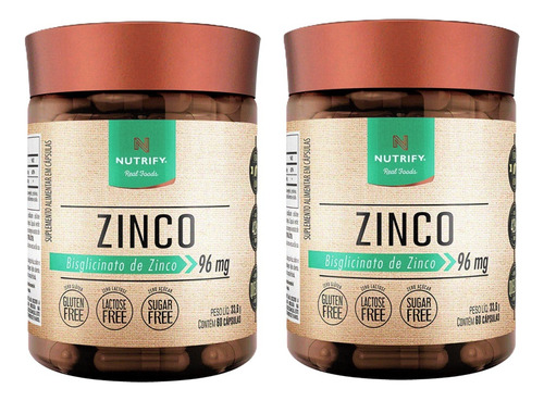 2x Zinco - Nutrify 60 cápsulas
