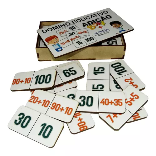 Dominó Jogo Educativo Pedagógico Mdf Matematico Multiplicação 28pcs Mega  Impress - Mega Genial