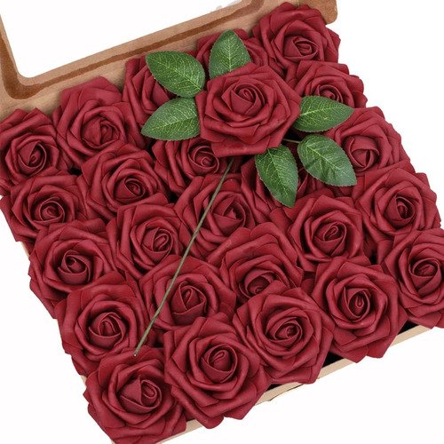 Espuma Falsas Rosas Rojas Borgoña Flores Artificiales ...