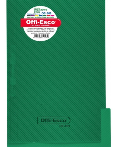 Carpeta Legajadora Oficio Oe-809 Gancho Offi-esco X20 Und