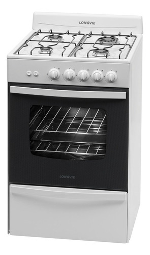 Cocina A Gas Longvie 56cm Blanca 13331bf Cajón Parrilla