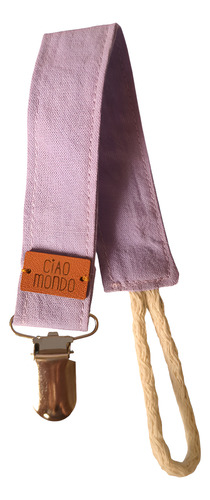 Porta Chupete Tela Algodón Liso Con Broche Ciao Mondo Lila Liso