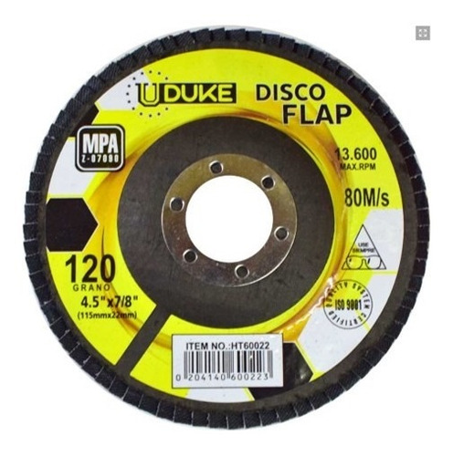 Uduke Disco Flap 41/2  X 7/8 Grano 120 Ht60022