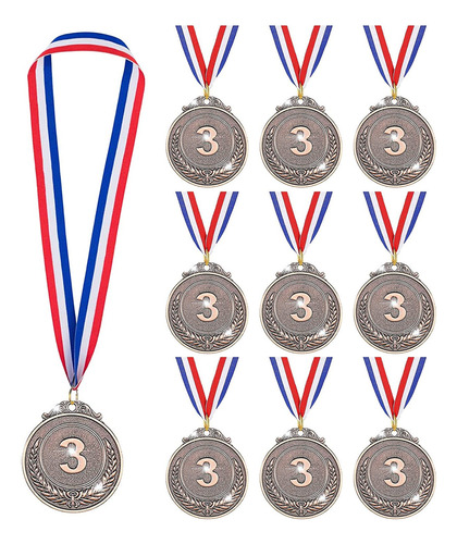 10 Medalla Deportiva Metálica C/cinta 7 Cm Oro,plata,bronce