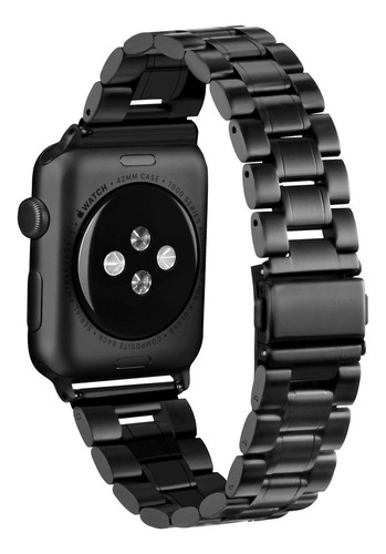 Correa Acero Platinum Para Apple Watch 4 5 6 Se 1/2 40mm Ngr