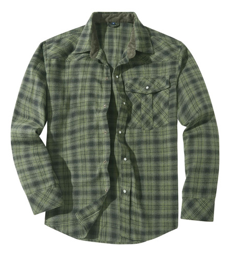 Camisa De Franela Vintage Con Botones De Perlas Estilo Weste