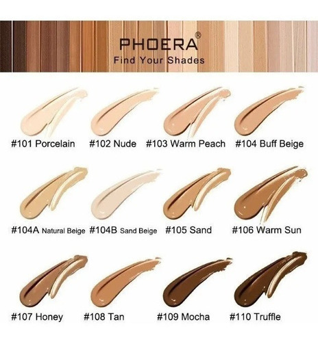 Corrector Phoera + Base 24hrs Phoera - Lista Tono 104/104