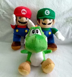 3 Pelucias Super Mario Bross Luigi E Yoshi 35