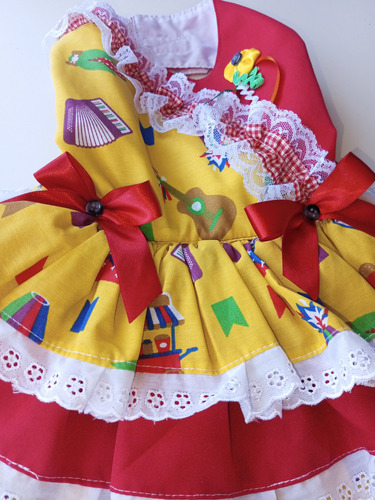 Vestido Pet Festa Junina Xxg Xadrez Porte Grande Chic Love