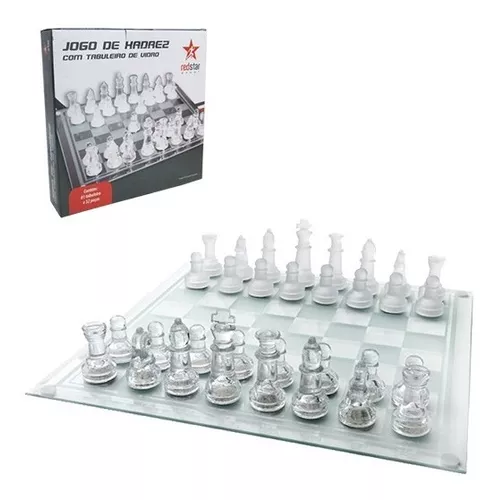 Jogo de xadrez De Vidro 20 x 20 Cm