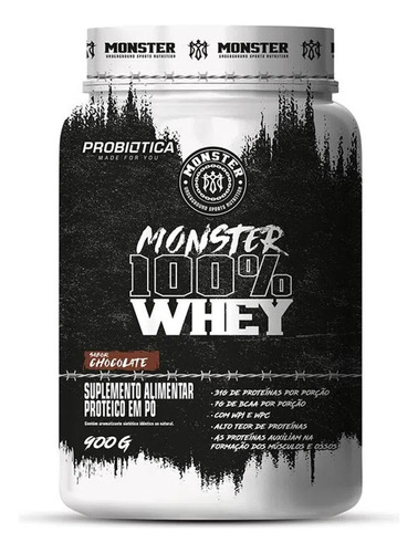 Suplemento Pó Monster 100% Whey Probiótica 900g 31g Proteína