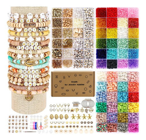 Juego De Cuentas 48 Colores Y Letra 10500 Kit Hacer Pulseras