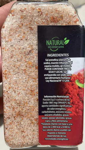 Sal Con Morron Y Aji Cayena X 250 Gr - Fuegos Y Sabores