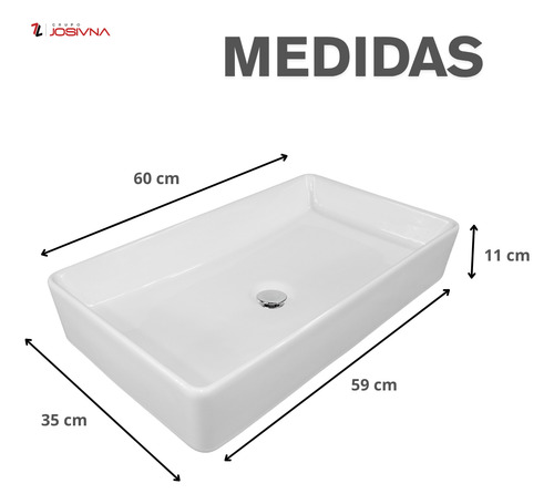 Lavabo Cerámico Rectangular De Sobreponer Economico Blanco Brillante