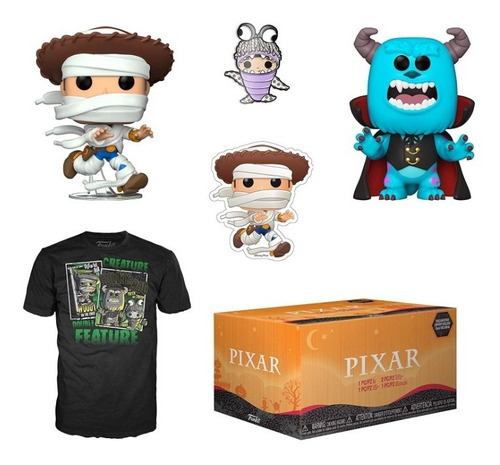 Caja Funko Pop! Pixar Halloween Woody Sulley Playera Pin Box