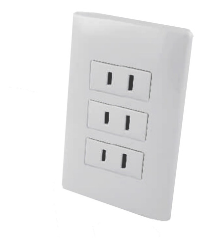 Toma Triple Dos Polos 15a 127v Con Tapa Blanco