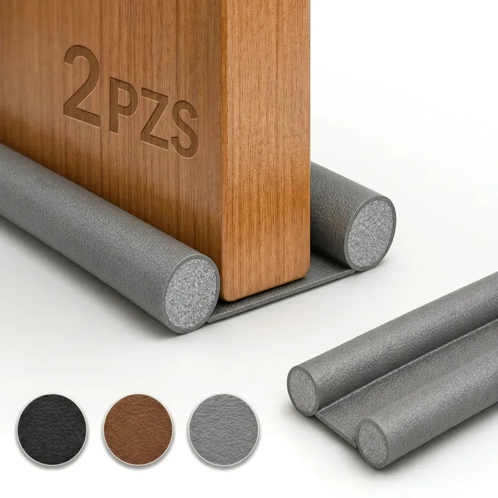 Guardapolvo Protector Puerta 2 pzs Gris 96cm Ajustable Impermeable Cubre Polvo Evita Insectos Frío Aire Burlete Aislante Recortable
