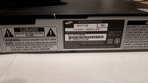 Reproductor Dvd Samsung Modelo P192