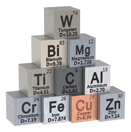 Cubos De Metal 10 Piezas,para Tabla Periódica De Elementos
