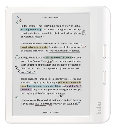 Ereader Kobo Libra Colour De 7 Pulgadas, Blanco, Antideslumb