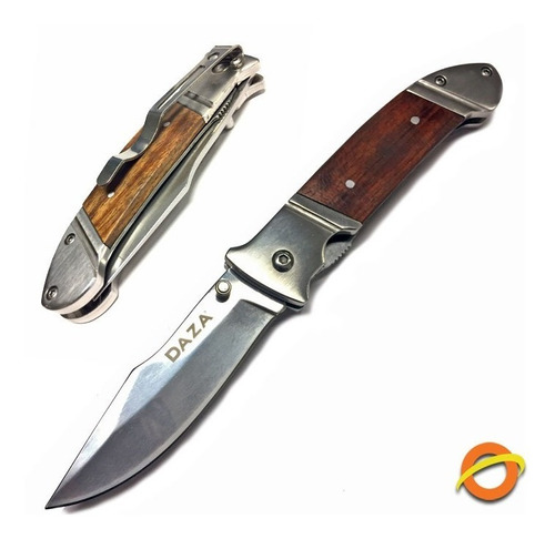 Navaja Cortaplumas Cuchillo Acero Inox Mango Madera Akf196