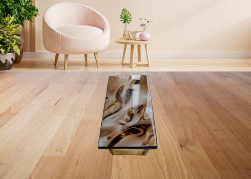 Mesa De Centro Para Sala Dorado Oscuro