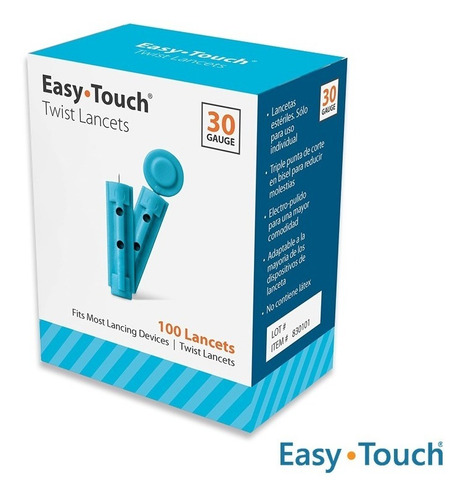 Imagen 1 de 3 de Lancetas Extraíbles 30g - Caja X 100 Unds - Easy Touch